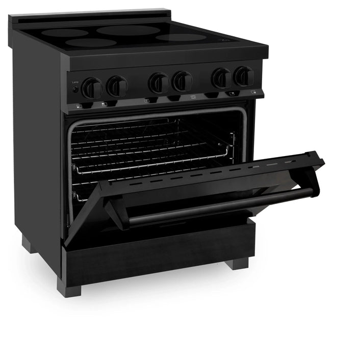 ZLINE Induction Range with a 4 Element Stove and Electric Oven in Black Stainless Steel RAIND-BS-30