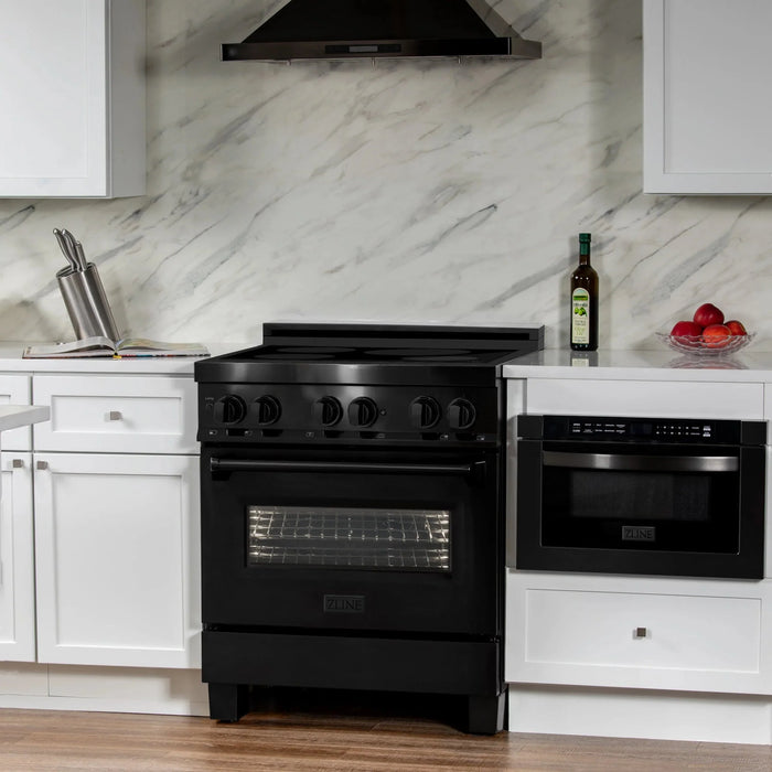 ZLINE Induction Range with a 4 Element Stove and Electric Oven in Black Stainless Steel RAIND-BS-30