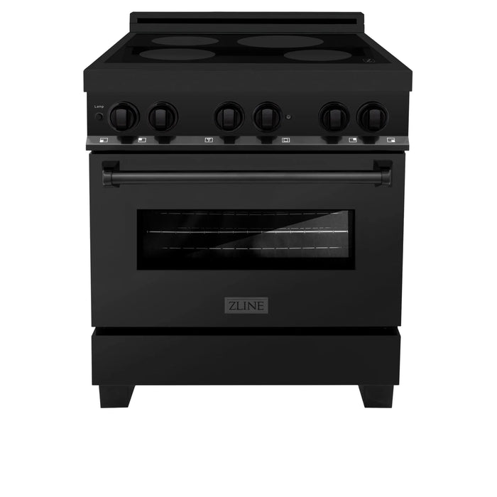 ZLINE Induction Range with a 4 Element Stove and Electric Oven in Black Stainless Steel RAIND-BS-30