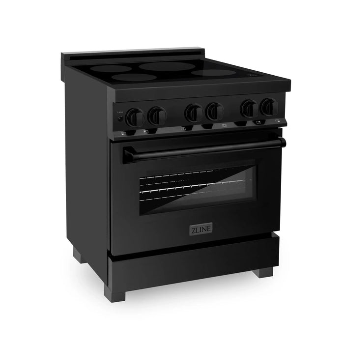 ZLINE Induction Range with a 4 Element Stove and Electric Oven in Black Stainless Steel RAIND-BS-30