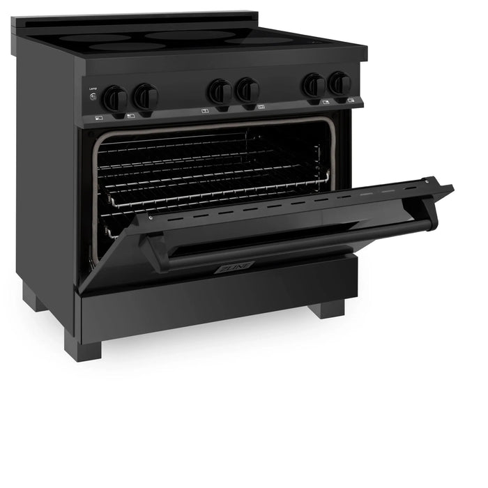 ZLINE Induction Range with a 4 Element Stove and Electric Oven in Black Stainless Steel RAIND-BS-36