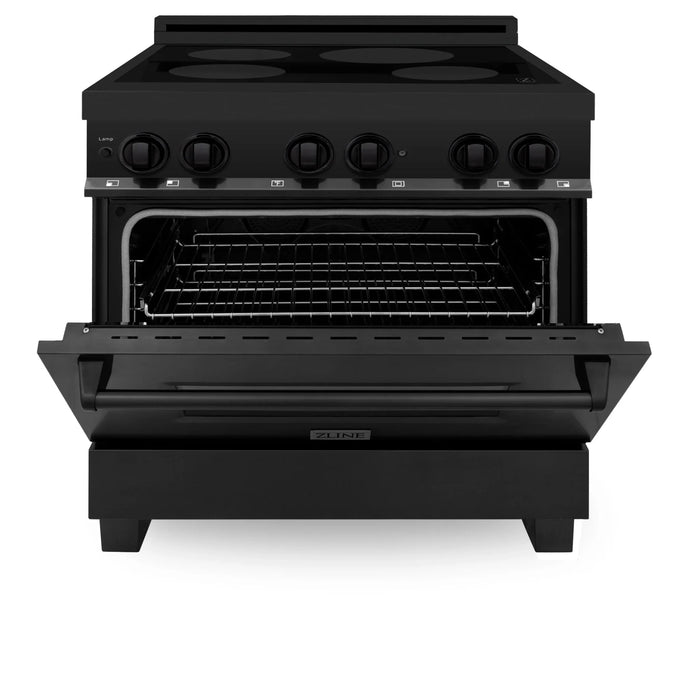 ZLINE Induction Range with a 4 Element Stove and Electric Oven in Black Stainless Steel RAIND-BS-36