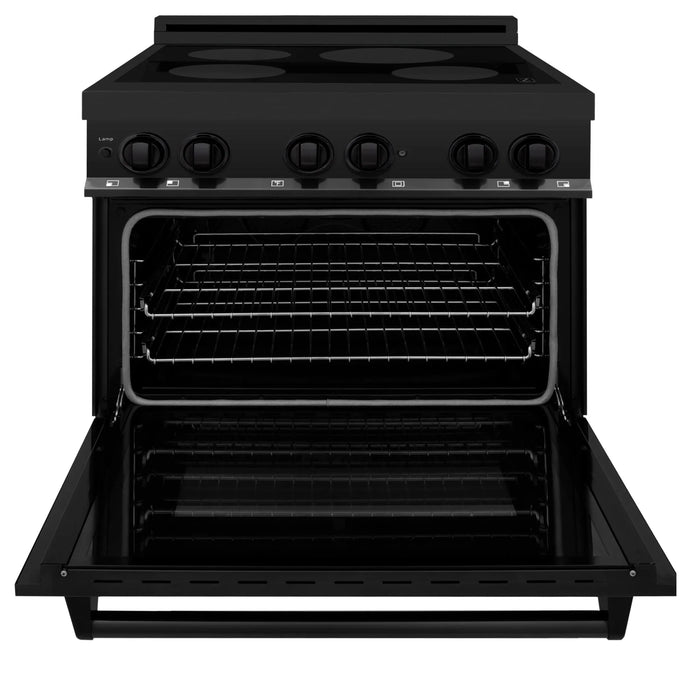 ZLINE Induction Range with a 4 Element Stove and Electric Oven in Black Stainless Steel RAIND-BS-36