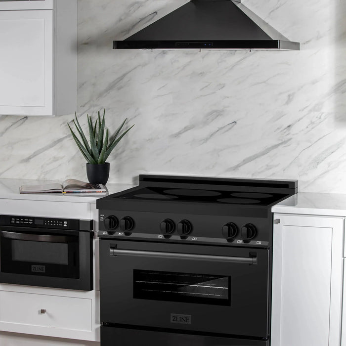 ZLINE Induction Range with a 4 Element Stove and Electric Oven in Black Stainless Steel RAIND-BS-36