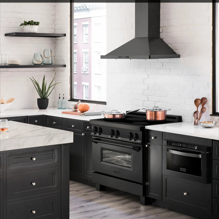 ZLINE Induction Range with a 4 Element Stove and Electric Oven in Black Stainless Steel RAIND-BS-36