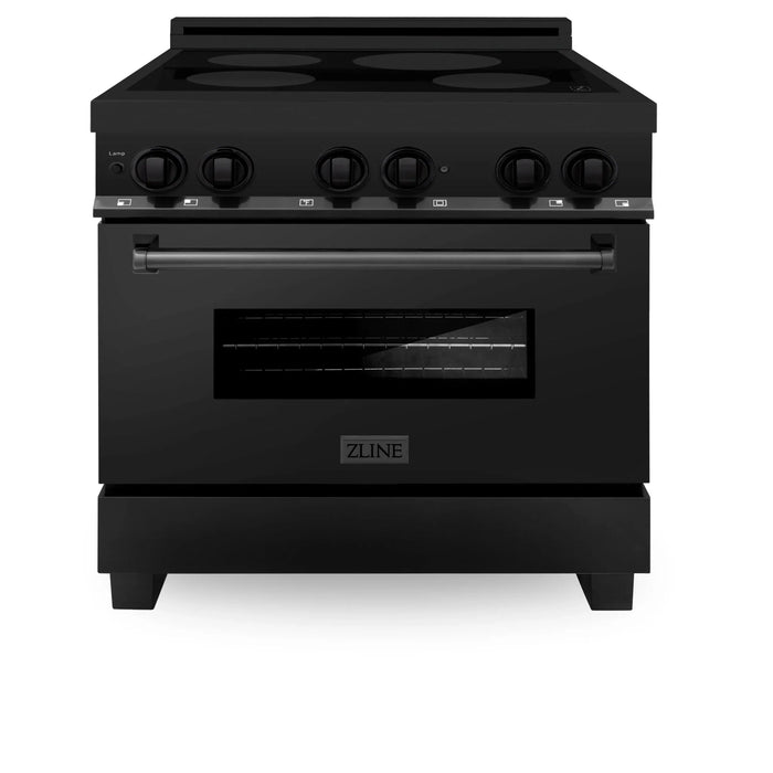 ZLINE Induction Range with a 4 Element Stove and Electric Oven in Black Stainless Steel RAIND-BS-36