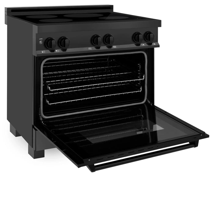 ZLINE Induction Range with a 4 Element Stove and Electric Oven in Black Stainless Steel RAIND-BS-36