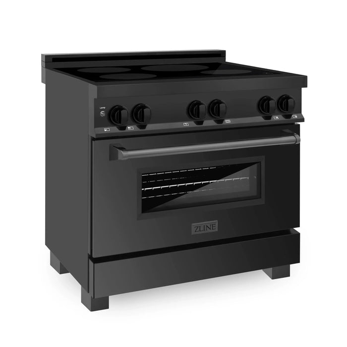 ZLINE Induction Range with a 4 Element Stove and Electric Oven in Black Stainless Steel RAIND-BS-36
