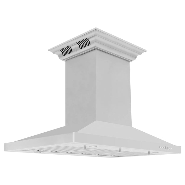 Zline Island Mount Range Hood in Stainless Steel with Built-in ZLINE CrownSound™ Bluetooth Speakers GL2iCRN-BT-48