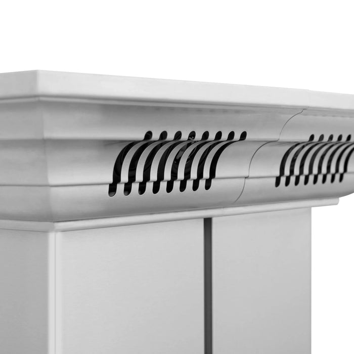 Zline Island Mount Range Hood in Stainless Steel with Built-in ZLINE CrownSound™ Bluetooth Speakers KE2iCRN-BT-48