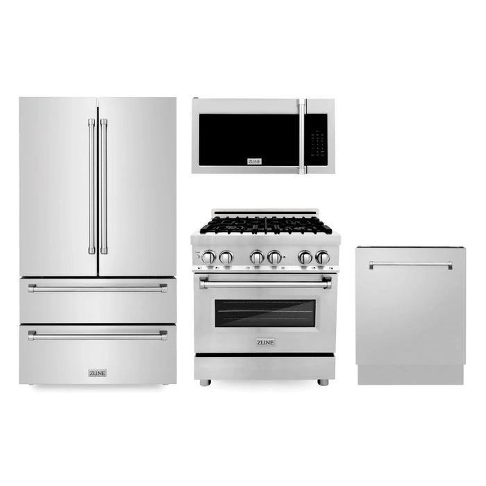 ZLINE Kitchen Package Refrigerator, Range , Microwave, Dishwasher  , 4KPR-RAOTRH30-DWV