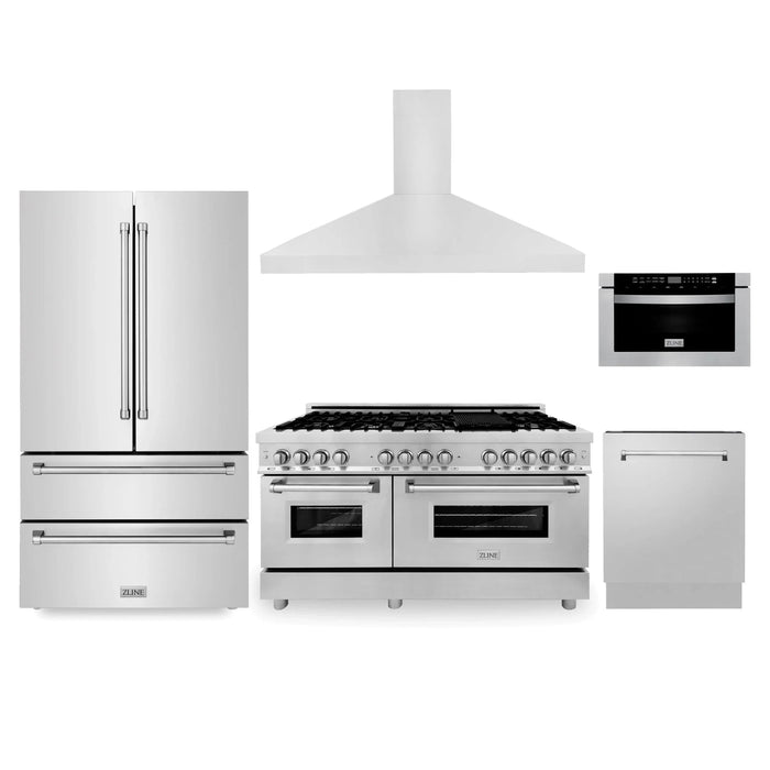 ZLINE Kitchen Package Refrigerator, Range , Range Hood , Microwave, Dishwasher 5KPR-RARH60-MWDWV
