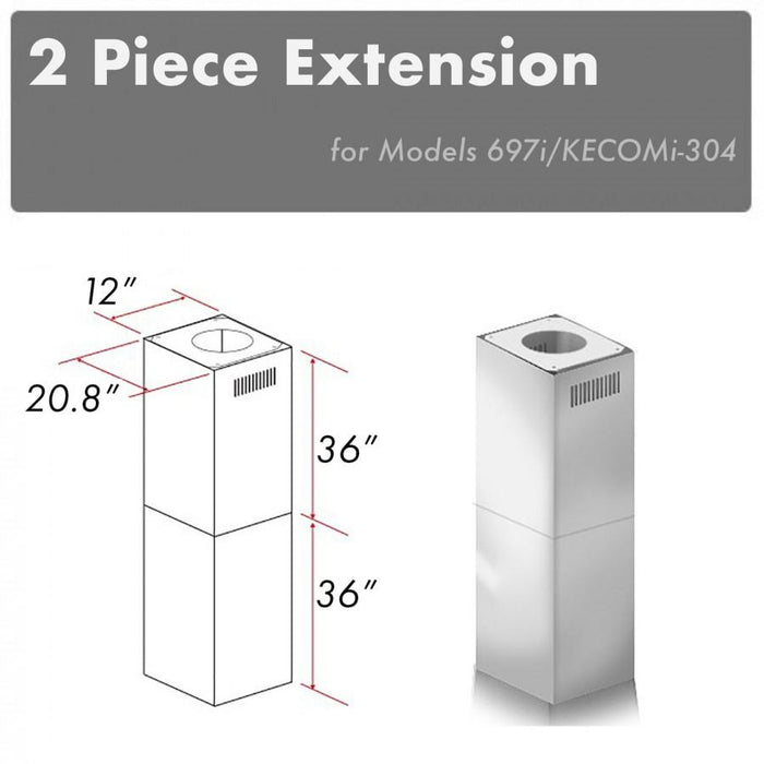 ZLINE Outdoor Chimney Extension 12' Ceiling, 2PCEXT-697i/KECOMi-304