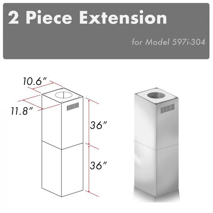 ZLINE Outdoor Chimney Extension for 10'-12' Ceiling, 2PCEXT-597i-304
