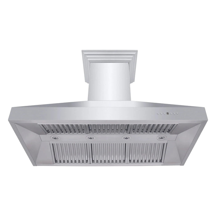 ZLINE Professional Convertible Vent Wall Mount Range Hood in Stainless Steel with Crown Molding 667CRN-42