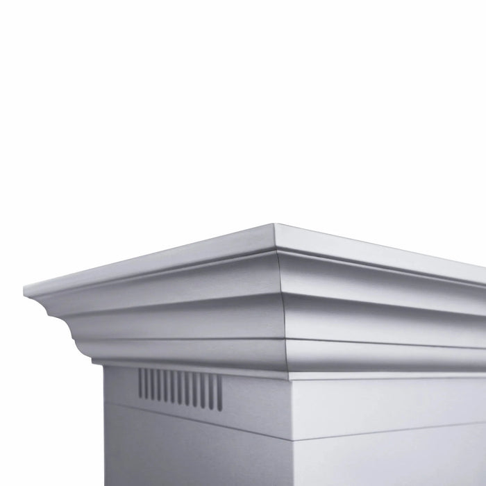 ZLINE Professional Convertible Vent Wall Mount Range Hood in Stainless Steel with Crown Molding 667CRN-42