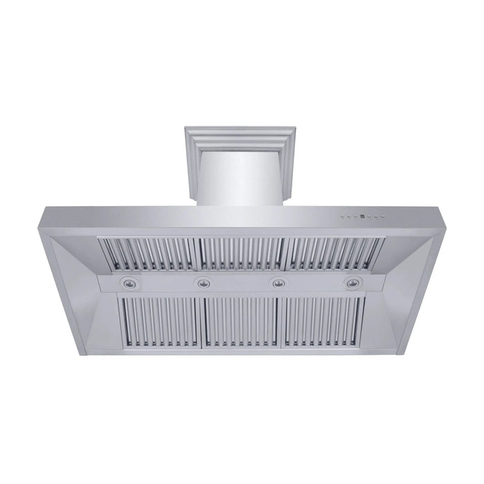 ZLINE Professional Convertible Vent Wall Mount Range Hood in Stainless Steel with Crown Molding 667CRN-42