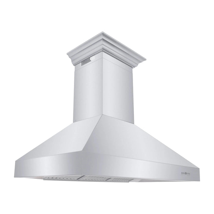 ZLINE Professional Convertible Vent Wall Mount Range Hood in Stainless Steel with Crown Molding 667CRN-42