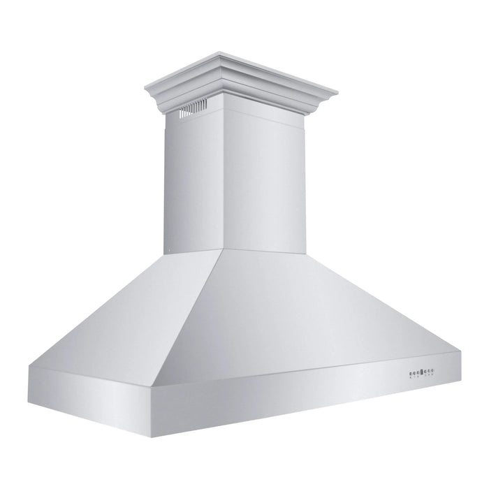 ZLINE Professional Convertible Vent Wall Mount Range Hood in Stainless Steel with Crown Molding 667CRN-42