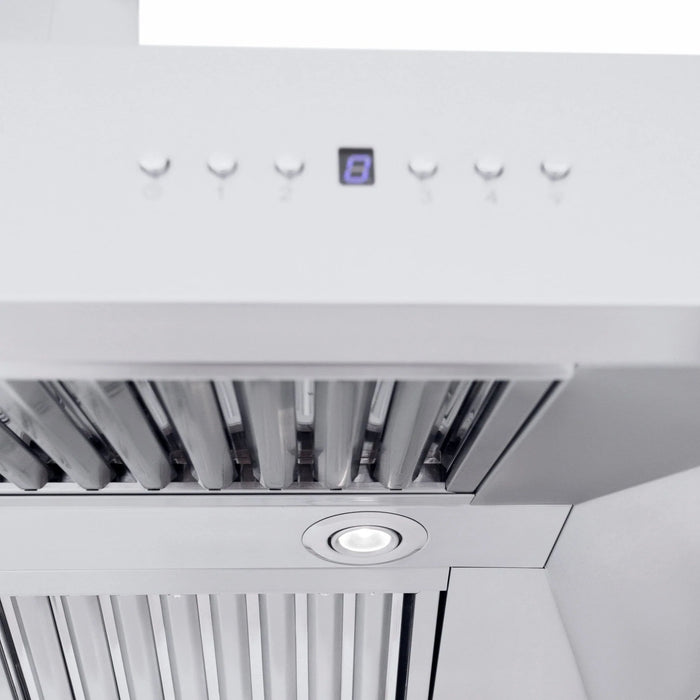 ZLINE Professional Convertible Vent Wall Mount Range Hood in Stainless Steel with Crown Molding 667CRN-42