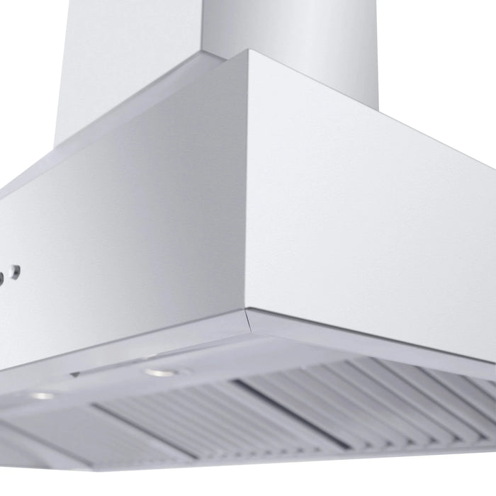 ZLINE Professional Convertible Vent Wall Mount Range Hood in Stainless Steel with Crown Molding 667CRN-42