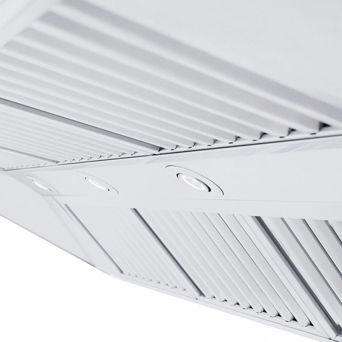 ZLINE Professional Convertible Vent Wall Mount Range Hood in Stainless Steel with Crown Molding 667CRN-48