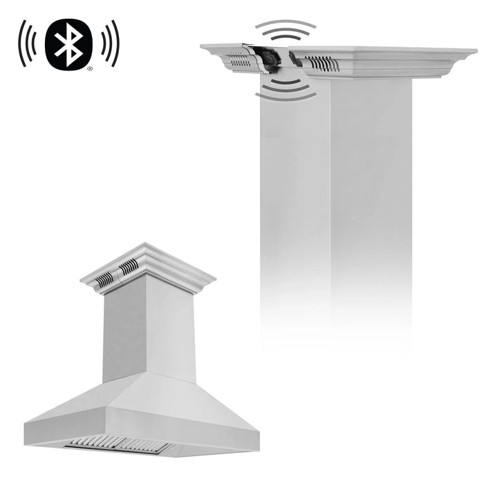 ZLINE Professional Island Mount Range Hood in Stainless Steel with Built-in CrownSound® Bluetooth Speakers 597iCRN-BT-36