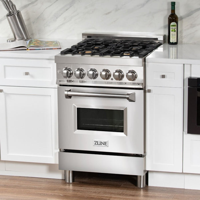 ZLINE 24" Dual Fuel Range, Stainless Steel, Brass Burners, RA-BR-24