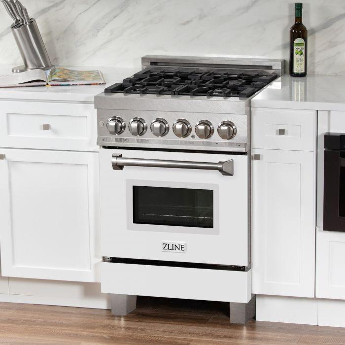 ZLINE 24" Professional Dual Fuel Range, Matte White Door, RA-WM-24