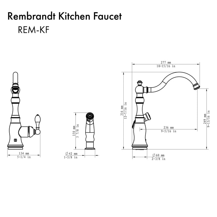 ZLINE Rembrandt Kitchen Faucet, REM-KF-PG
