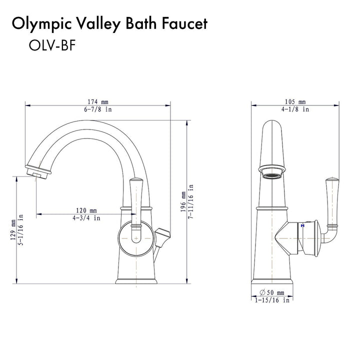 ZLINE Squaw Valley Bath Faucet in Chrome, OLV-BF-CH
