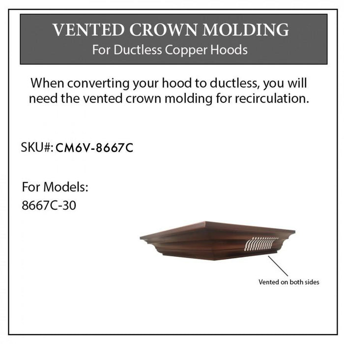 ZLINE Vented Crown Molding for Range Hoods w/Recirculating Option, CM6V-8667C