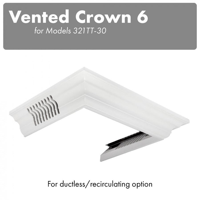 ZLINE Vented Crown Molding Profile 6 for Wall Mount Range Hood CM6V-300T