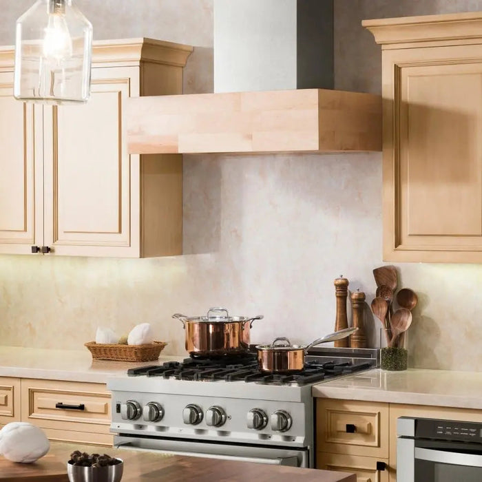 ZLINE 30" Wooden Wall Mount Range Hood, Butcher Block, 681M-30