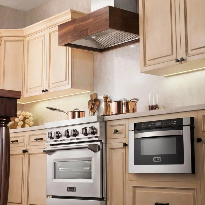 ZLINE 48" Wooden Wall Mount Range Hood Butcher Block, 681W-48